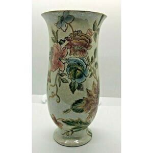 VINTAGE TOYO JAPANESE ART PORCELAIN FLORAL & GOLD 8.5” VASE